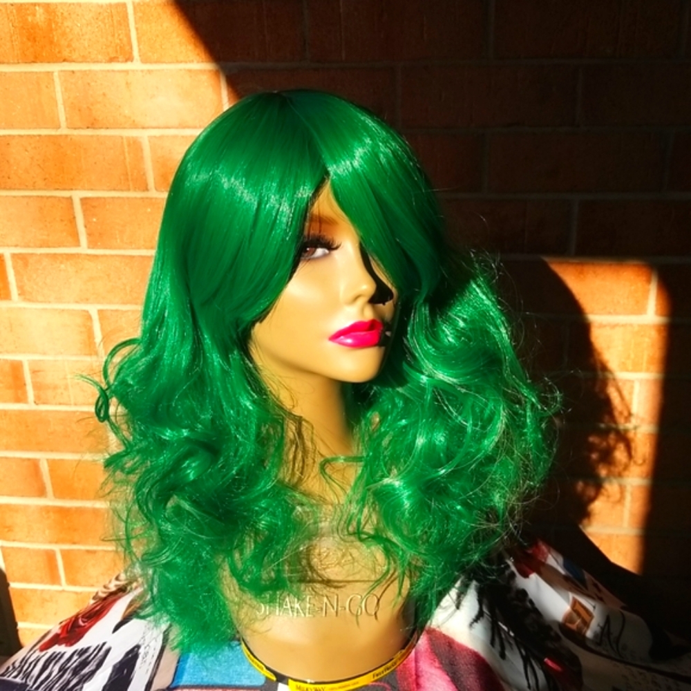 Green Curl Long Layer Wig